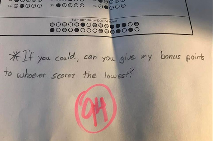 Μαθητής έγραψε άριστα και ζήτησε να δοθούν οι «μπόνους πόντοι» του σε συμμαθητή που έγραψε χαμηλότερα!